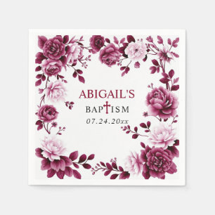 Burgund Blume Chinoiserie Blumenmädchen Taufe Serviette
