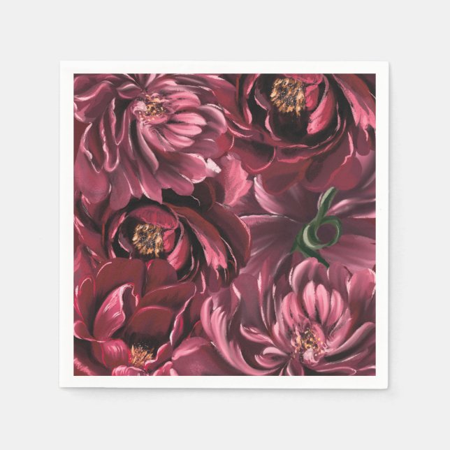 Burgund Blume Elegance Wedding Serviette (Vorderseite)