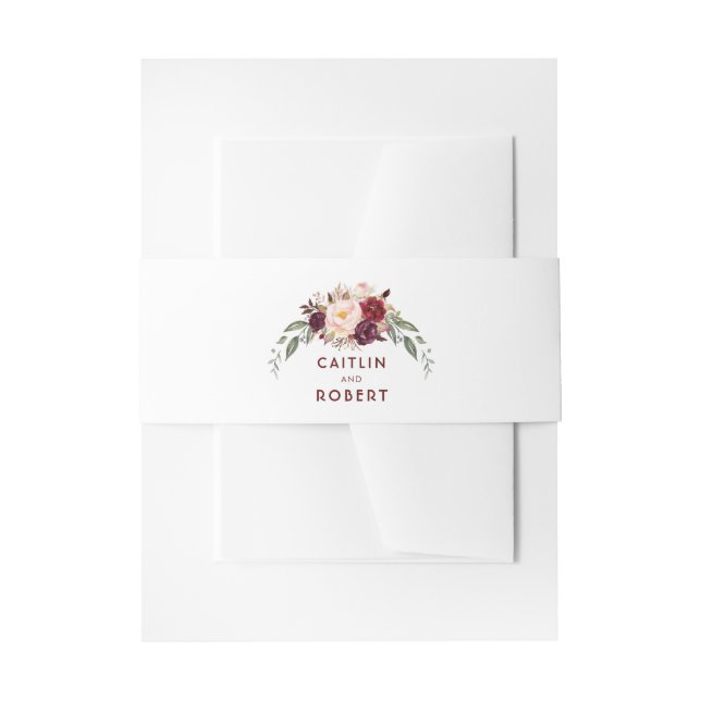 Burgund Blume Elegant Einladungsbanderole (Vorderseite Beispiel)