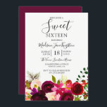 Burgund Blume Floral Boho Sweet 16 Einladung<br><div class="desc">Burgundy Blume Floral Boho Sweet 16 Einladende Matching Sammlung in Niche und Nest Store. Boho chic bordeauxrot weiß Aquarell Blüte Schöne handgemalte Aquarellbilderin</div>