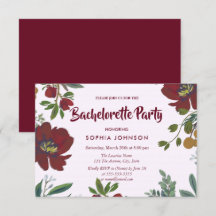 Burgund Blume Junggeselinnen-Abschied Einladung