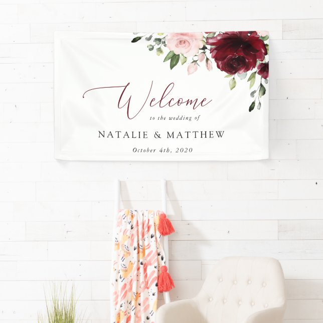 Burgund-Blume, rosa Blume, Begrüßung Banner (Insitu)