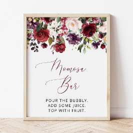 Burgund-Blume, rosa Blume, Boho, Momosa Bar Poster