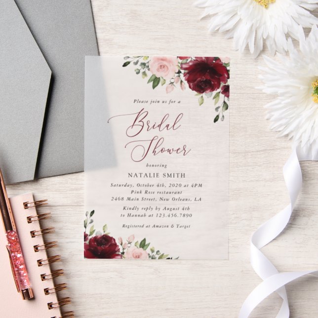 Burgund-Blume, rosa Blume, Brautparty (Hochzeit)