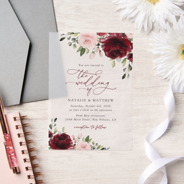 Burgund-Blume, rosa Blume, Grünpflanzen, Hochzeit (Hochzeit)
