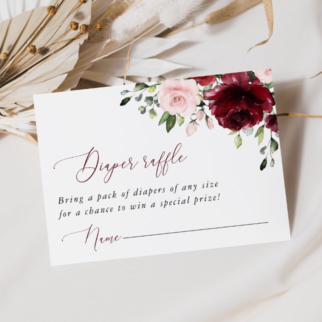 Burgund-Blume, rosa Blume, Windeln Begleitkarte (Von Creator hochgeladen)