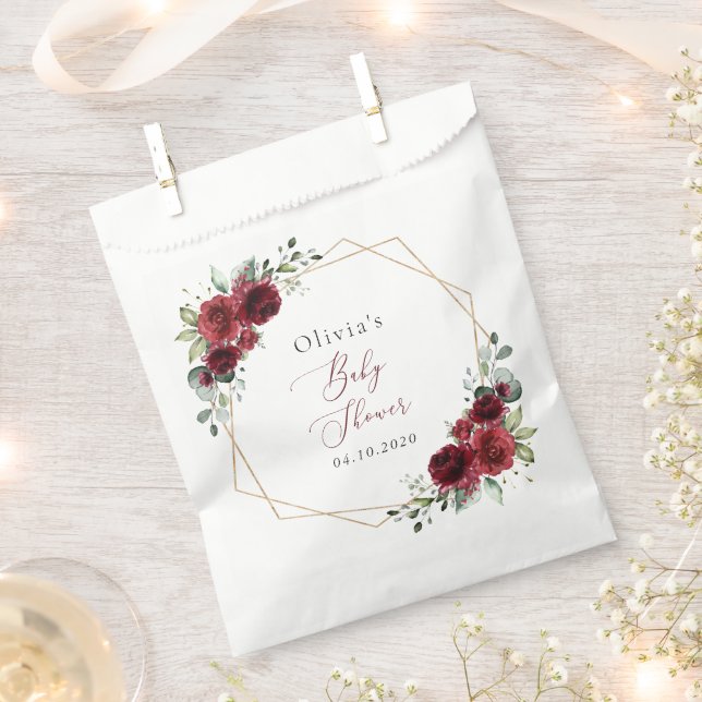 Burgund-Blume, Rote Blume, Babydusche Geschenktütchen (Ausgeschnitten)