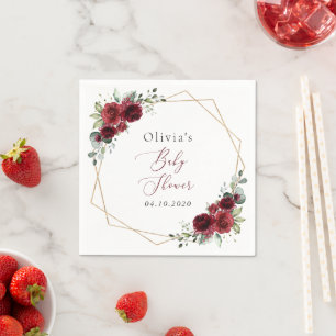 Burgund-Blume, Rote Blume, Babydusche Serviette