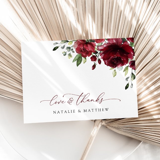 Burgund-Blume, Rote Blume, Blumenhochzeit Dankeskarte (Von Creator hochgeladen)