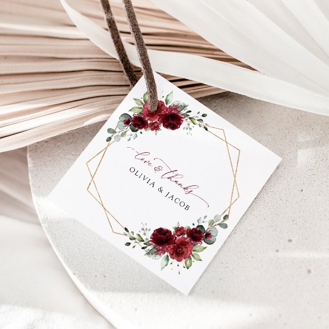 Burgund-Blume, Rote Blume, Blumenhochzeit Geschenkanhänger (Von Creator hochgeladen)