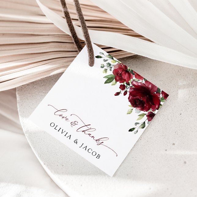 Burgund-Blume, Rote Blume, Blumenhochzeit Geschenkanhänger (Von Creator hochgeladen)