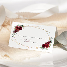 Burgund-Blume, Rote Blume, Blumenhochzeit Platzkarte