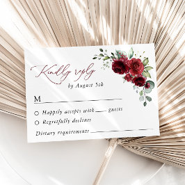 Burgund-Blume, Rote Blume, Blumenhochzeit RSVP Karte