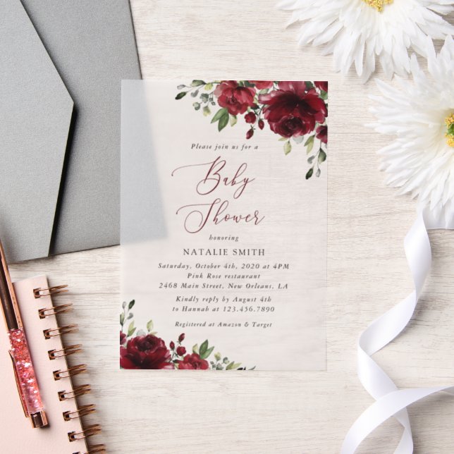 Burgund-Blume, Rote Blume, Boho, Babydusche (Hochzeit)