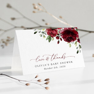 Burgund-Blume, Rote Blume, Boho, Babydusche Dankeskarte