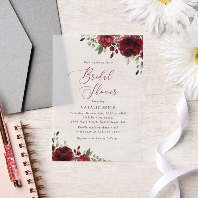 Burgund-Blume, Rote Blume, Boho, Brautparty (Hochzeit)