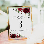 Burgund-Blume, Rote Blume, Boho, Tischnummern<br><div class="desc">Fügen Sie Ihrem Brautparty eine persönliche Touch mit diesen stilvollen und unvergesslichen Party hinzu! Das Design ist bordeauxfarben,  die Blume im Wasser und das Grün im Hintergrund.</div>