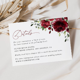 Burgund-Blume, Rote Blume, Hochzeitdetails Begleitkarte