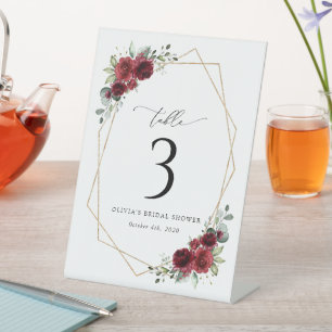 Burgund-Blume, Rote Blume, Tischnummern Sockelschild