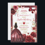 Burgund Blume Rote Prinzessin Butterfly Quinceañer Einladung<br><div class="desc">Burgund Blume Rote Prinzessin Butterfly Quinceañera Einladung Mis Quince 15 Anos,  16. Geburtstag, </div>