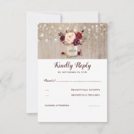 Burgund Blume Rustikale UAWG RSVP Karte