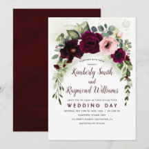 Burgund Blume und Grüngarten Hochzeit