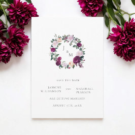 Burgund Blumen Save the Date elegant Einladung