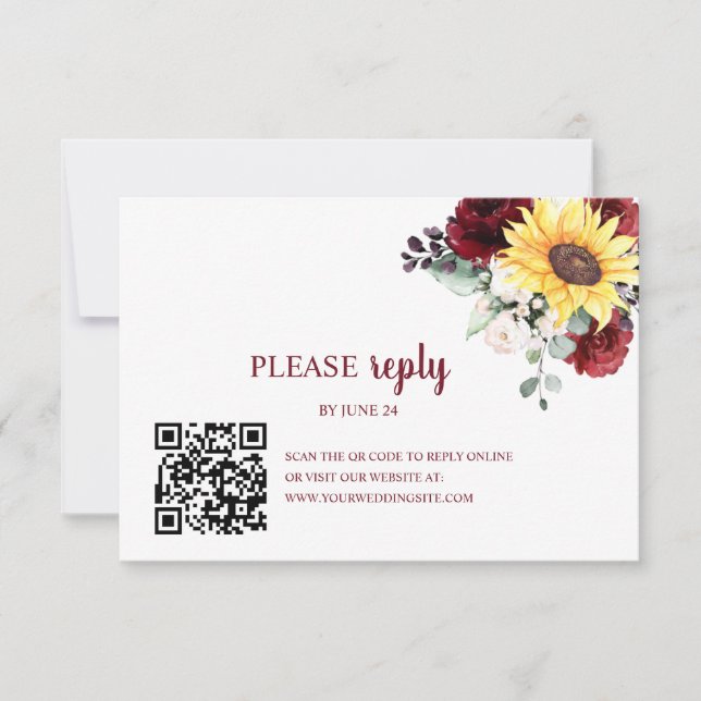 Burgund Blumenblumen Herbst RSVP Karte (Vorderseite)