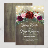 Burgund Blumengarten Rustikale Hochzeit
