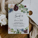 Burgund Blumengrün Sweet 16 Geburtstagsparty Einladung<br><div class="desc">Diese bordeauxfarbene Blumengrün lädt zu einer 16-jährigen Geburtstagsfeier ein,  die sich perfekt für einen modernen Geburtstag eignet. Das elegante Boho Design besticht durch die Aquarellmauer,  die Blume in Rosa und Rosa im Schatten mit kunstvoll gepflegten Details.</div>