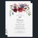 Burgund Blumengrün Überraschung 60. Geburtstag Einladung<br><div class="desc">Burgund Blumengrün Überraschung 60. Geburtstag Einladung mit moderner Blüte und sukkulente Blätter mit staubigen blauen Blumen. Diese angesagte und moderne Überraschung des 60. Geburtstags kann leicht angepasst werden,  indem Sie auf die Schaltfläche "Personalisieren" klicken,  um andere Geburtstage wie 50.,  40. oder jedes Alter zu feiern</div>