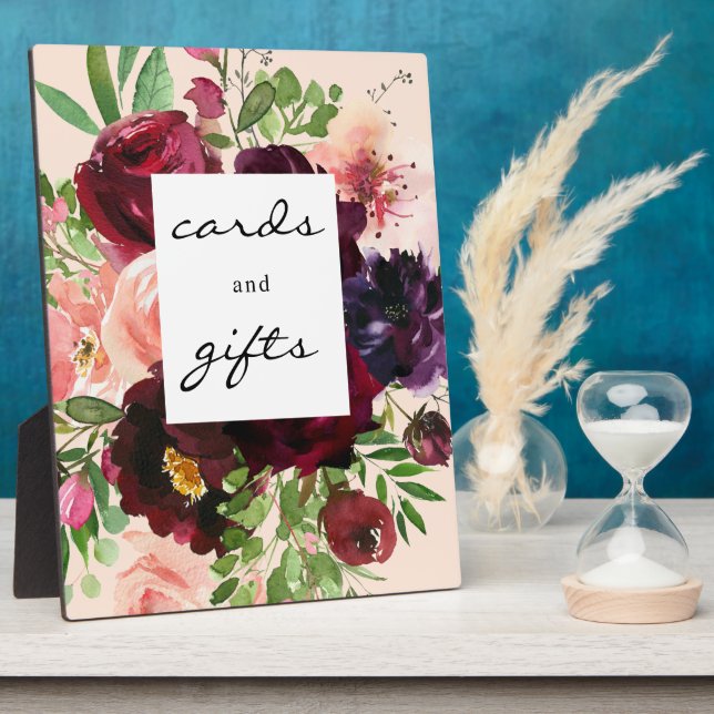 Burgund Blumenkarten & Geschenke Schildkröte Fotoplatte (Seite)