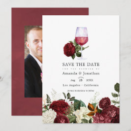 Burgund Blumenwein Degustation Hochzeitsfeier Foto Save The Date