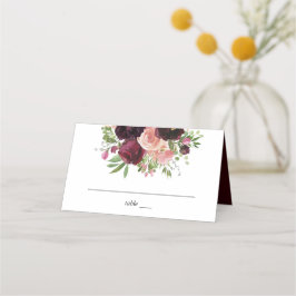 Burgund & Blush Bloral - Burgund Platzkarte