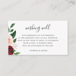 Burgund Blush Bloral Hochzeit wünschend gut Begleitkarte