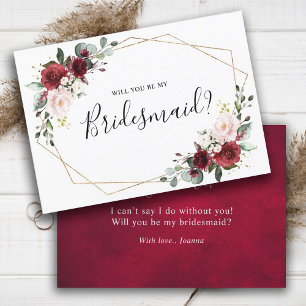 Burgund Blush Bloral werden Sie meine Bridesmaid Einladung