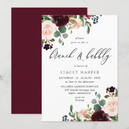 Burgund & Blush Brautparty Brunch & Bubbly Einladung