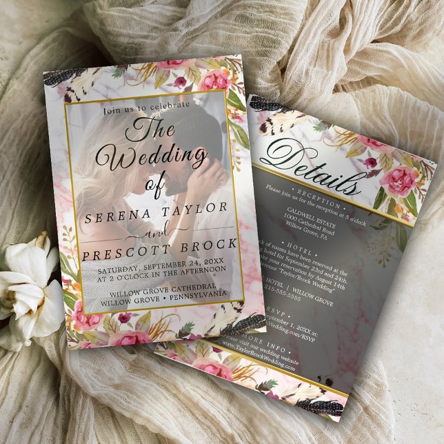 Burgund Blush Elegantes Vellum Hochzeit Einladung (Von Creator hochgeladen)
