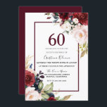 Burgund Blush Floral Frauen Männer 60. Geburtstag Einladung<br><div class="desc">Burgundy Blush Floral Frauen Männer 60. Geburtstag Einladung Siehe Matching Sammlung in Nest und Nest Laden</div>