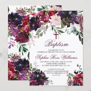 Burgund Blush Girl Taufe Einladung