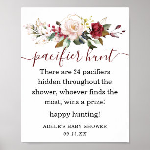 Burgund Blush Gold Blumen Schnuller Schatzsuche Sc Poster