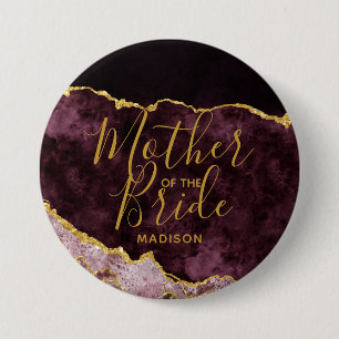 Burgund Blush Gold Foil Agate Mutter der Braut Button