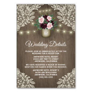 Burgund Blush Gold Mason Jar Wedding Karten