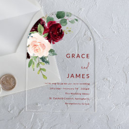 Burgund & Blush Modern Wedding Arch Acryleinladungen
