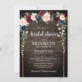 Burgund Blush Navy Blumenbogen Brautparty Invi Einladung