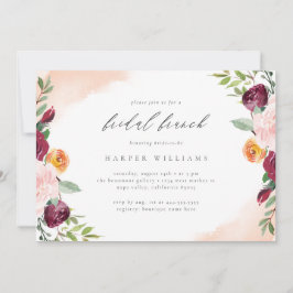 Burgund Blush Navy Floral Botanischer Brunch Einladung