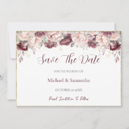 Burgund Blush Peony und Rose Hochzeit Save The Date