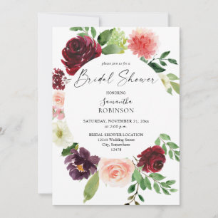 Burgund & Blush Pink 4 Brautparty Einladung