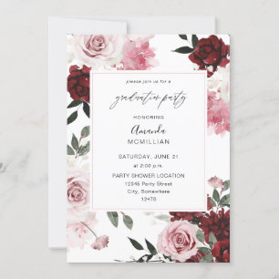Burgund & Blush Pink 6 Blumenstuhlparty Einladung