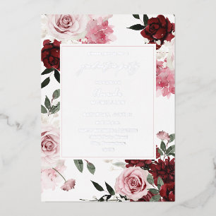 Burgund & Blush Pink 6 Blumenstuhlparty Folieneinladung